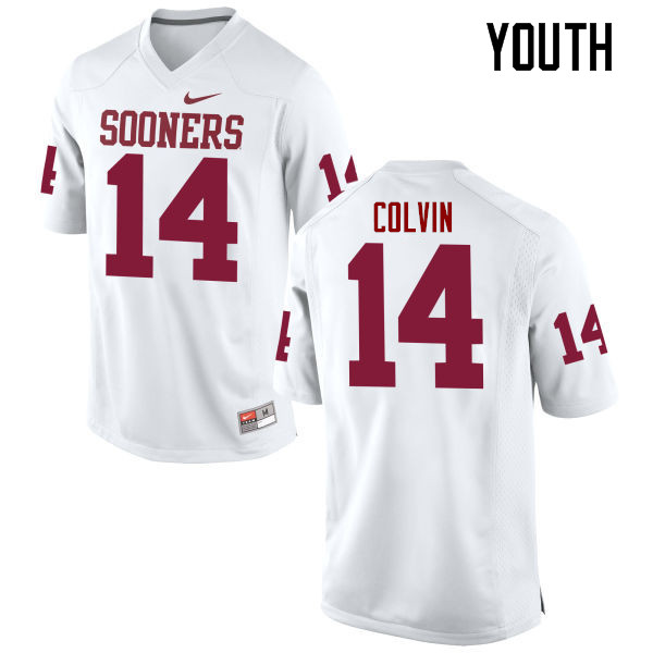 Youth Oklahoma Sooners #14 Aaron Colvin College Football Jerseys Game-White - Click Image to Close